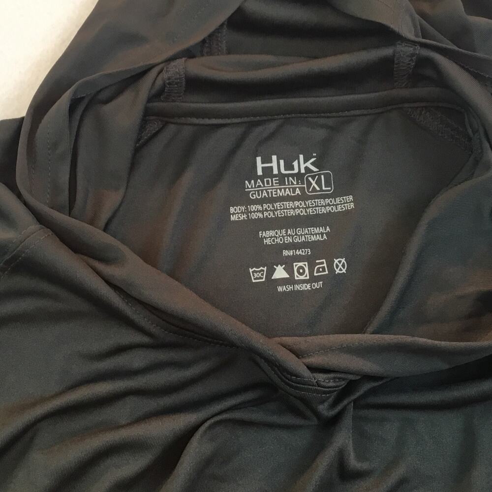 HUK Fishing Hoodie Performance Fabric Gray Red Size X-Large - Picture 3 of 7